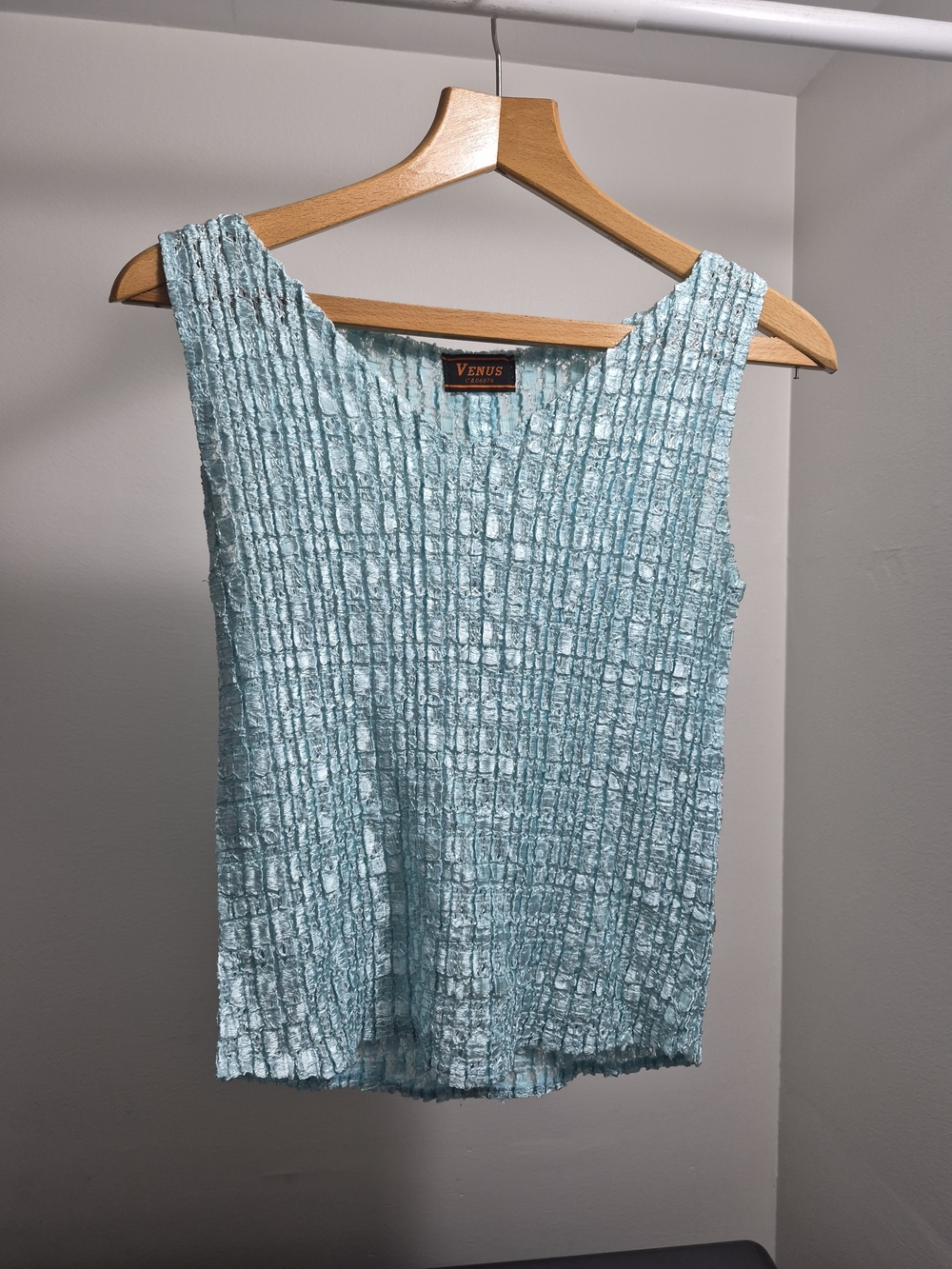 Venus Womens Light Blue Sleeveless Textured Tank